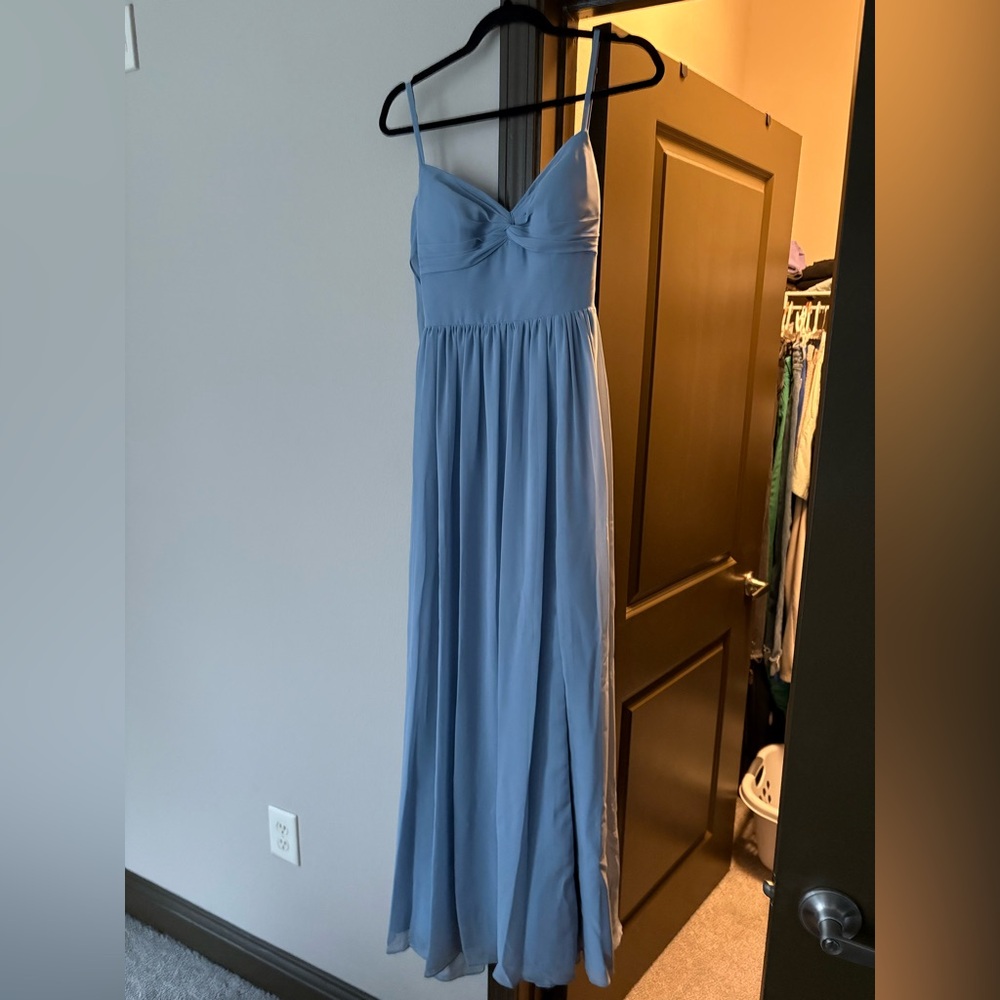 Azazie blue chiffon bridesmaid dress